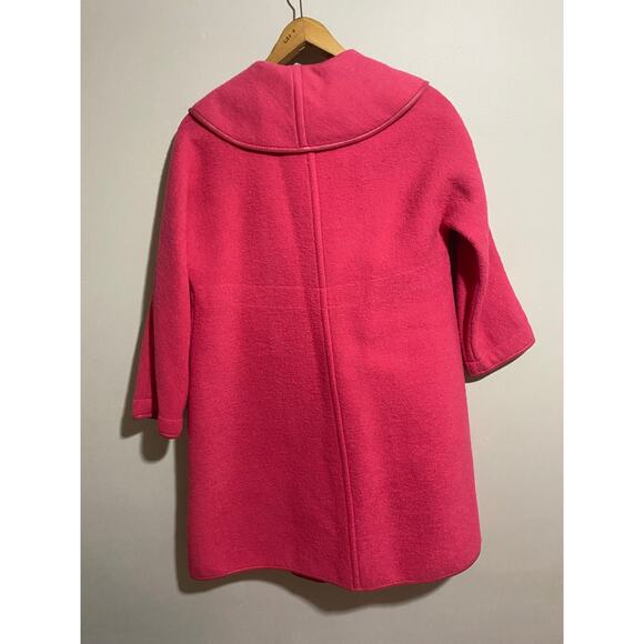 Vintage 60s Bonnie Cashin for Sills Pink A Line Coat Leather Trim Small/ Med* - Picture 2 of 8